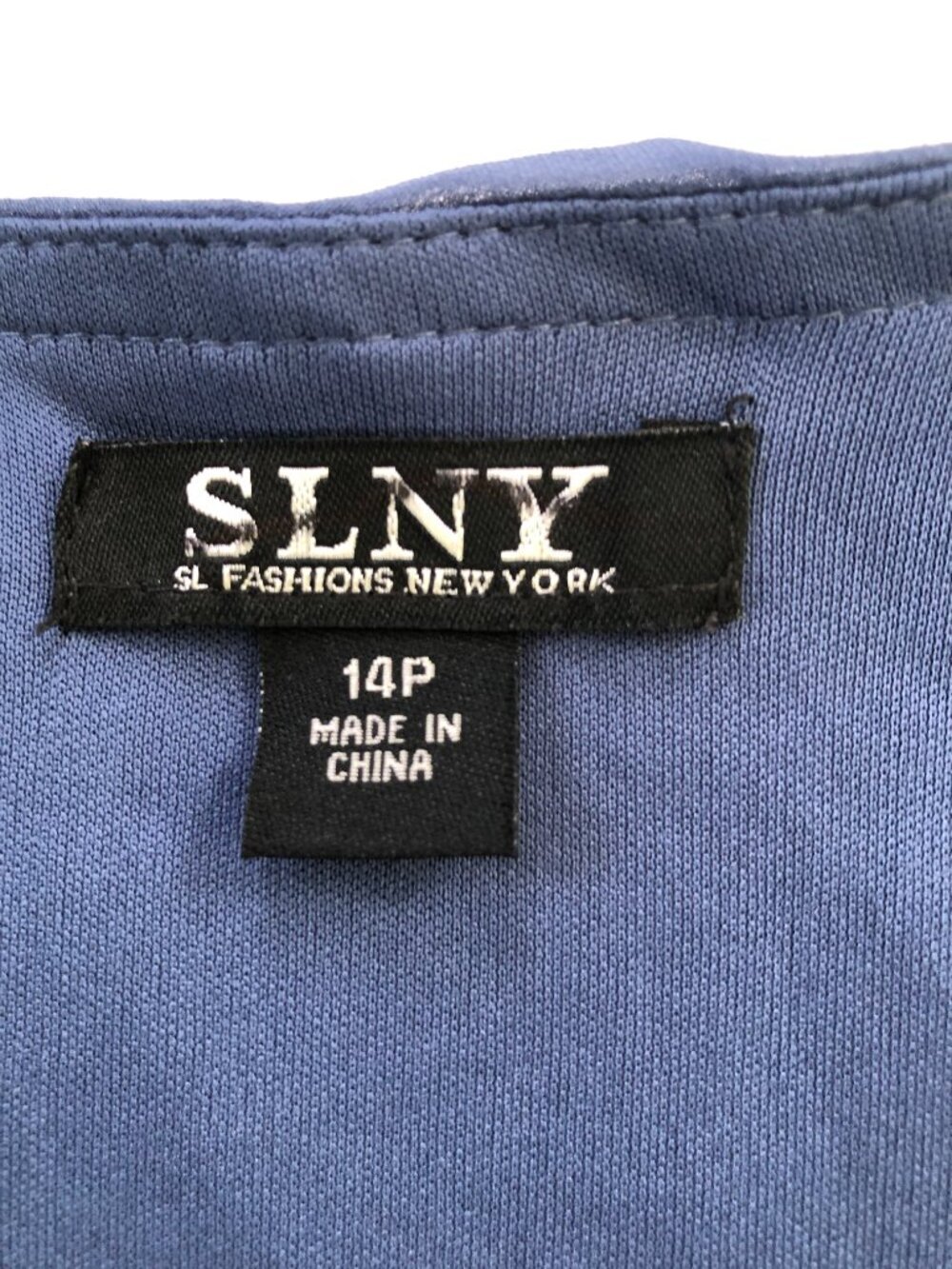 SLNY Tiered Ruffle Blue Cocktail Chiffon Dress 14P Mermaid - Picture 8 of 12